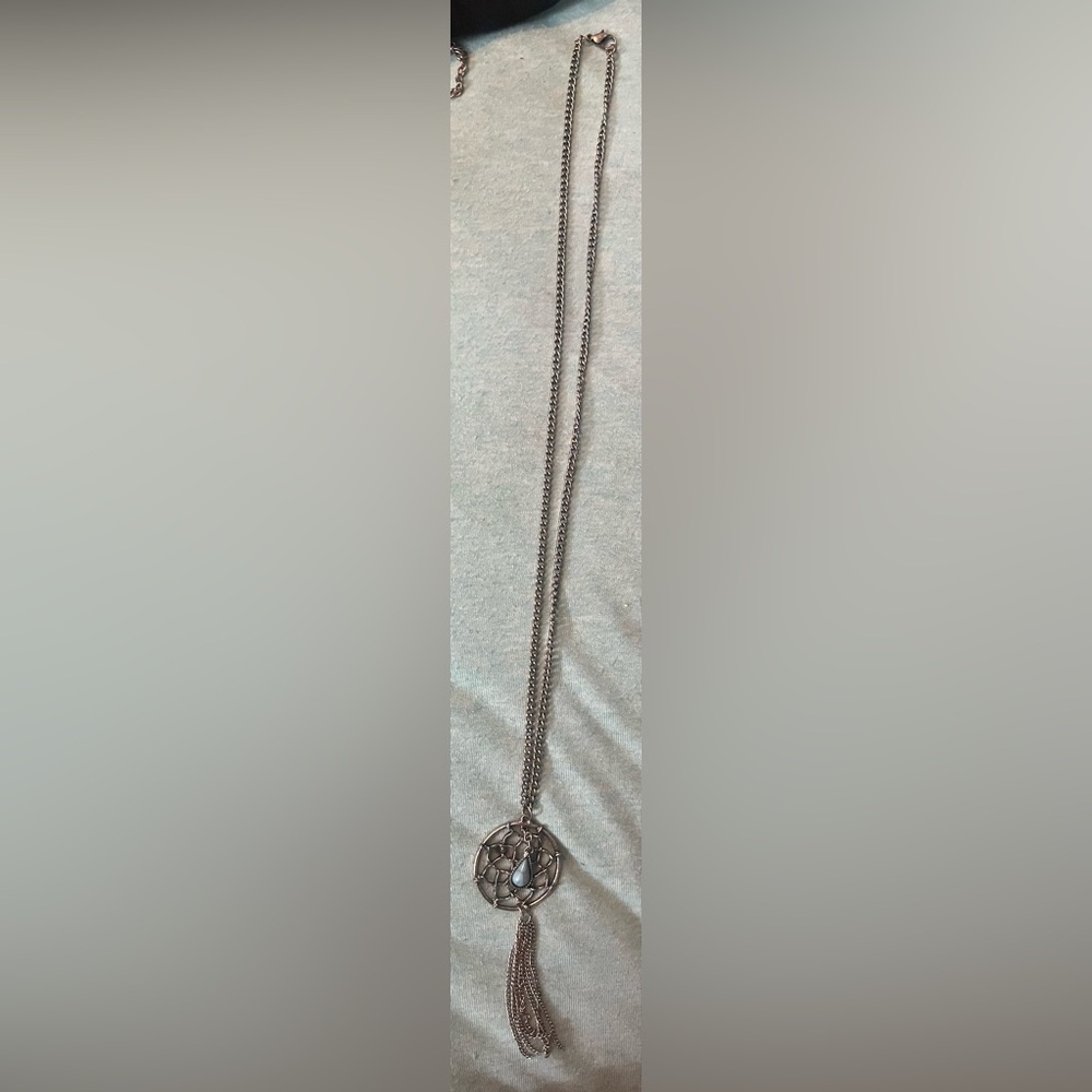 Silver & Turquoise DreamCatcher Chain Necklace